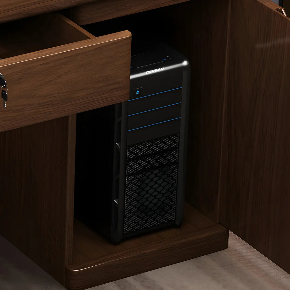 Farmhouse Rectangle Wood Sled Base Executive Desk Image - 7