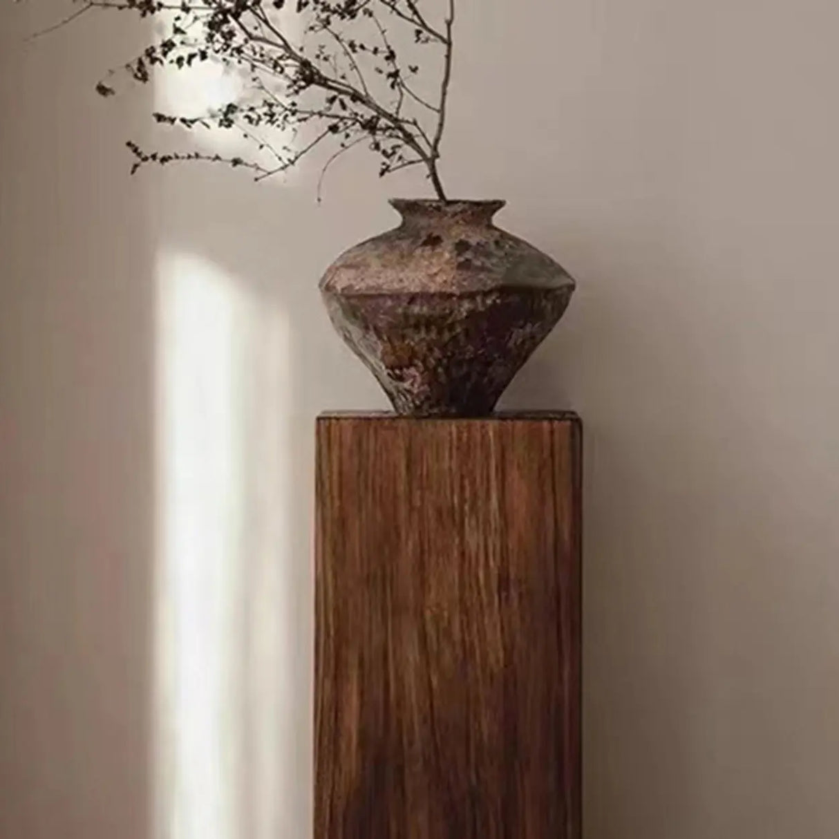 Farmhouse Rustic Wood Block Square Side Table Image - 6