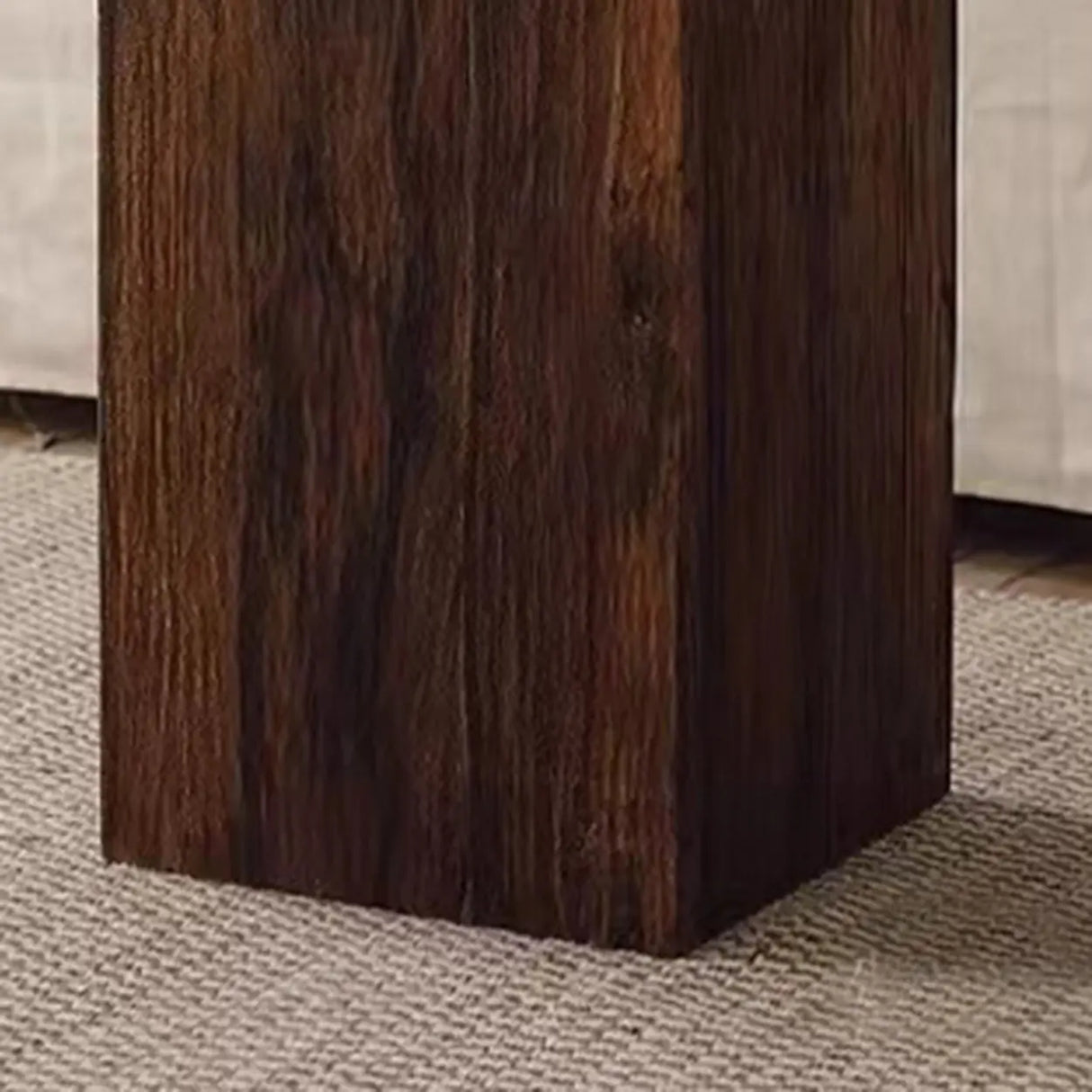 Farmhouse Rustic Wood Block Square Side Table Image - 7