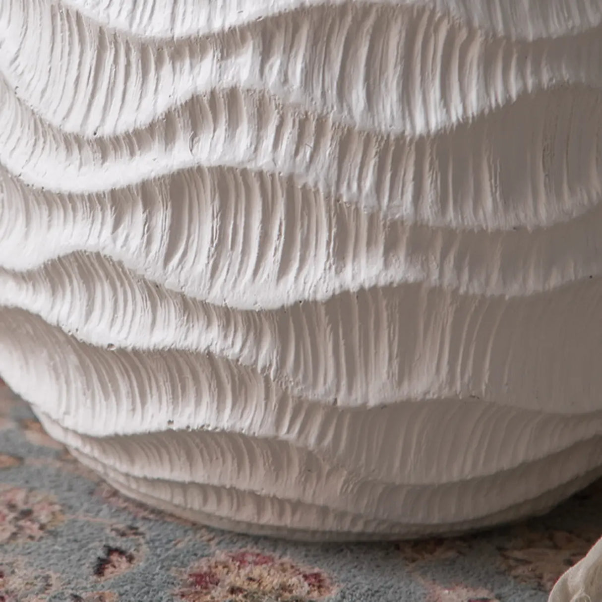 Farmhouse Rustic Wood Round Textured Drum Side Table Image - 8