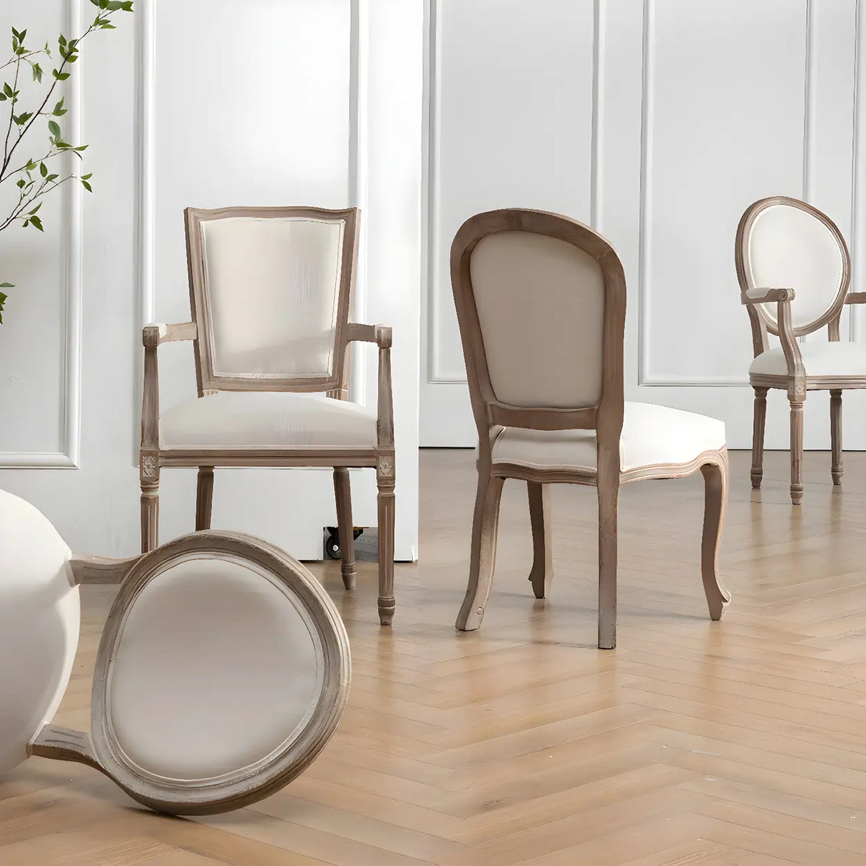 Farmhouse Upholstered King Louis Back Dining Side Chair Image - 1