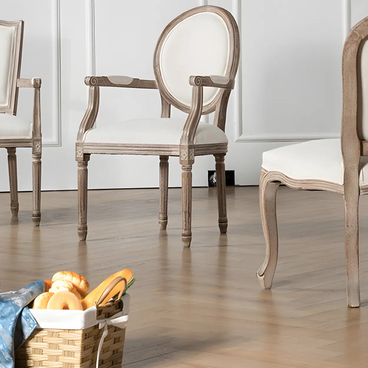 Farmhouse Upholstered King Louis Back Dining Side Chair Image - 4