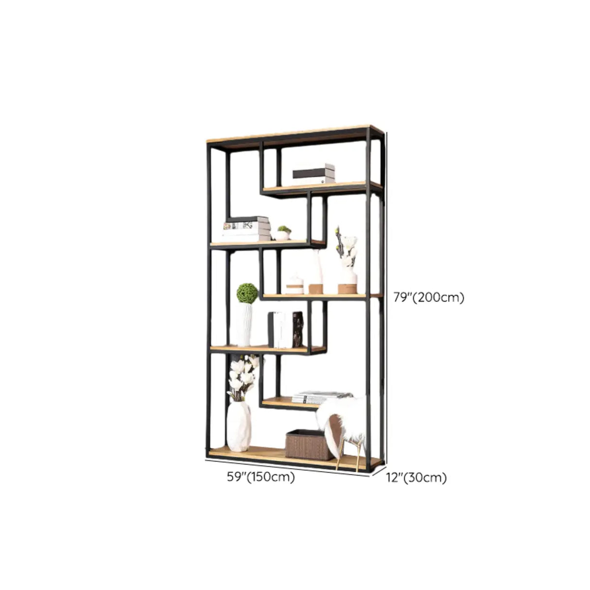 Fashion Black Iron Rack Vertical Display Bookshelf Image - 14