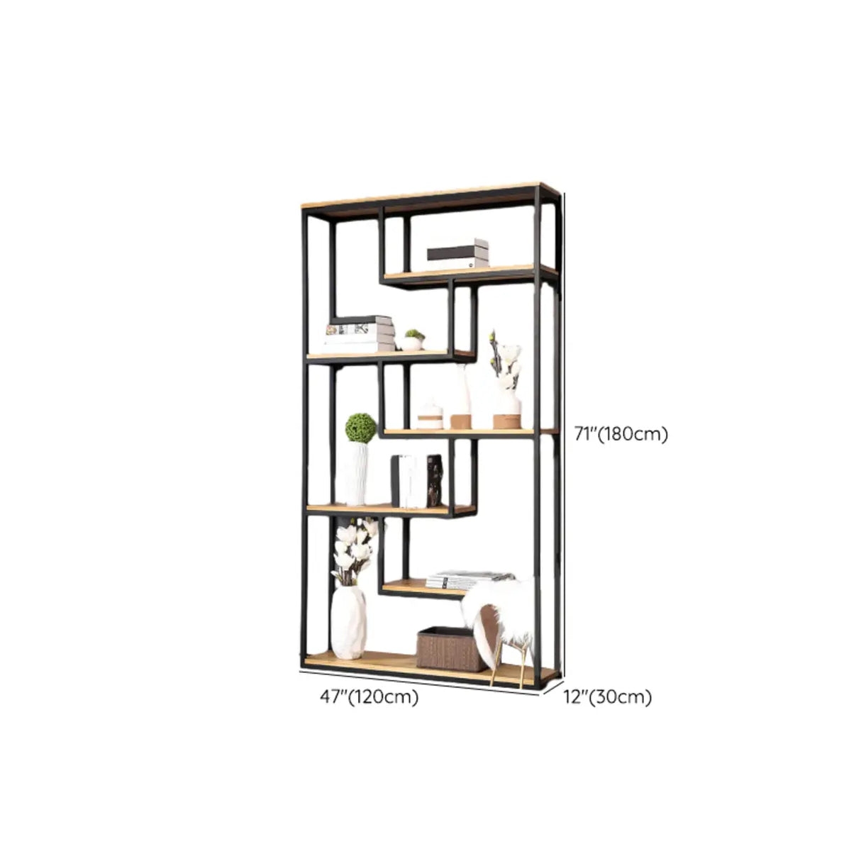 Fashion Black Iron Rack Vertical Display Bookshelf Image - 17