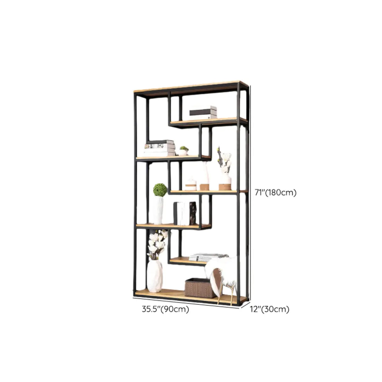 Fashion Black Iron Rack Vertical Display Bookshelf Image - 19