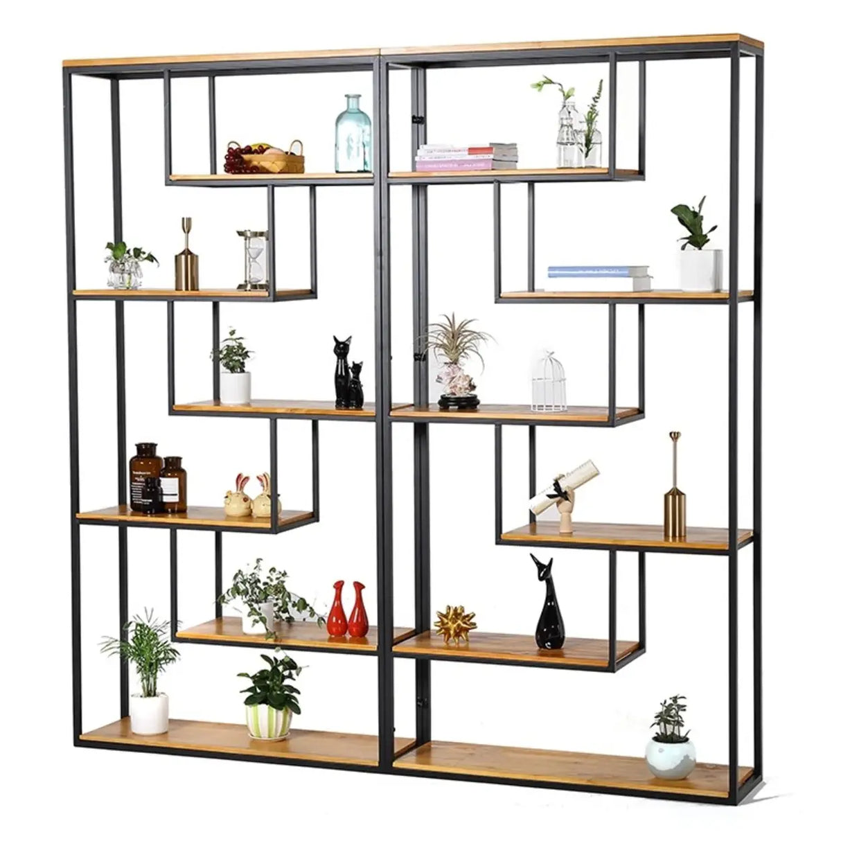 Fashion Black Iron Rack Vertical Display Bookshelf Image - 6
