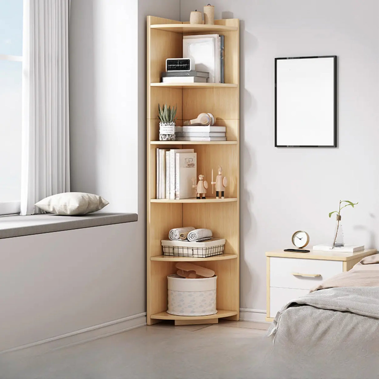 Fashion Closed Back Corner Wooden Display Bookcases Image - 11