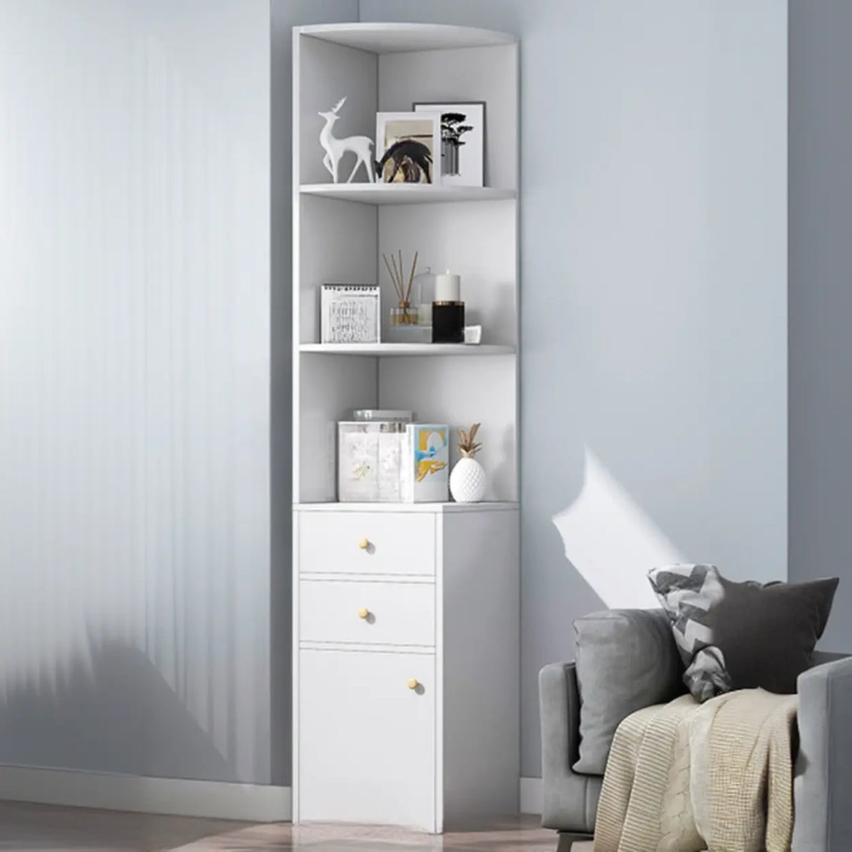 Fashion Closed Back Corner Wooden Display Bookcases Image - 16