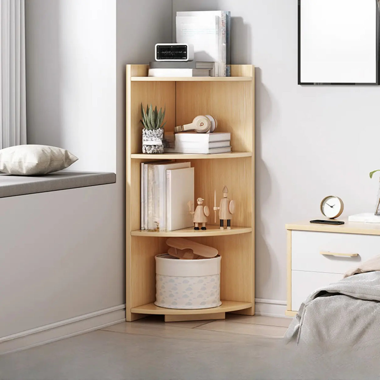 Fashion Closed Back Corner Wooden Display Bookcases Image - 17