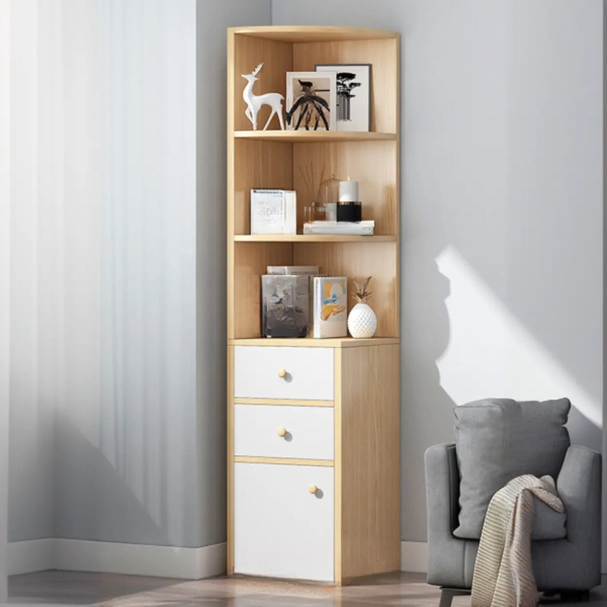 Fashion Closed Back Corner Wooden Display Bookcases Image - 18