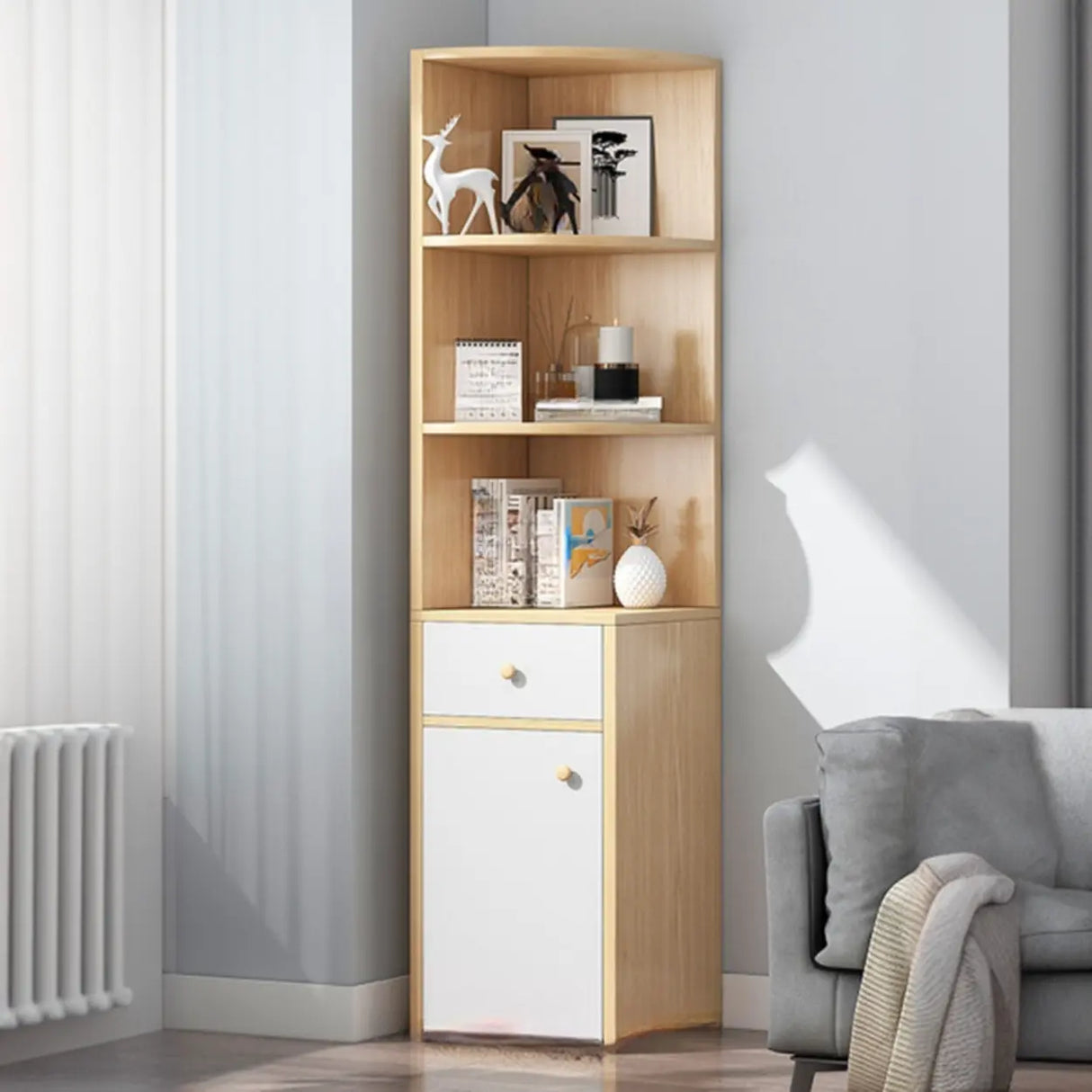 Fashion Closed Back Corner Wooden Display Bookcases Image - 20