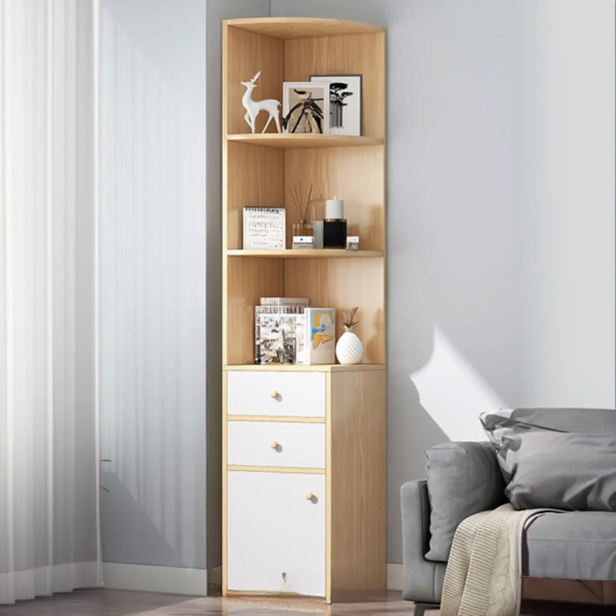 Fashion Closed Back Corner Wooden Display Bookcases Image - 22