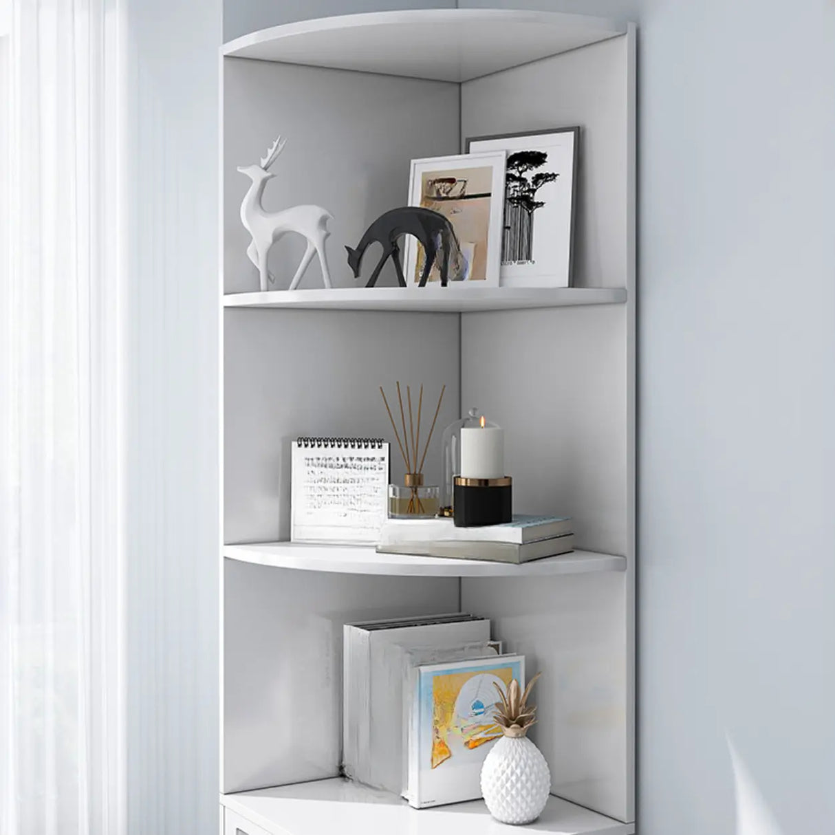 Fashion Closed Back Corner Wooden Display Bookcases Image - 24