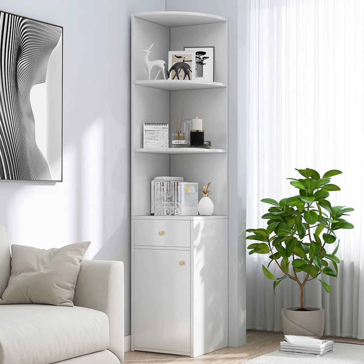 Fashion Closed Back Corner Wooden Display Bookcases Image - 2