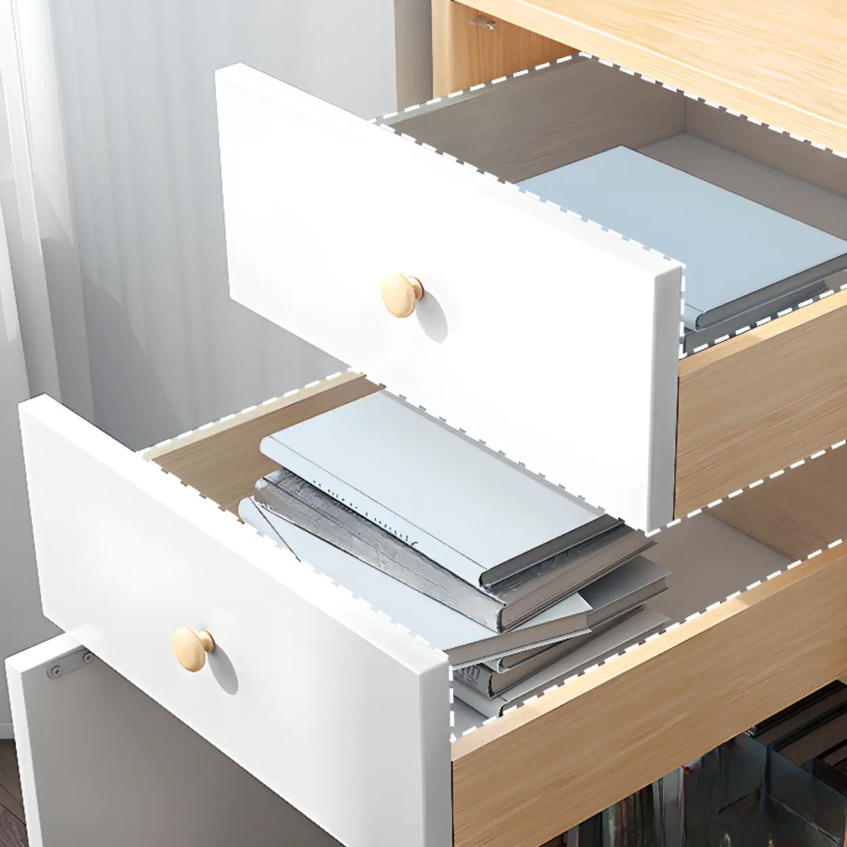 Fashion Closed Back Corner Wooden Display Bookcases Image - 3