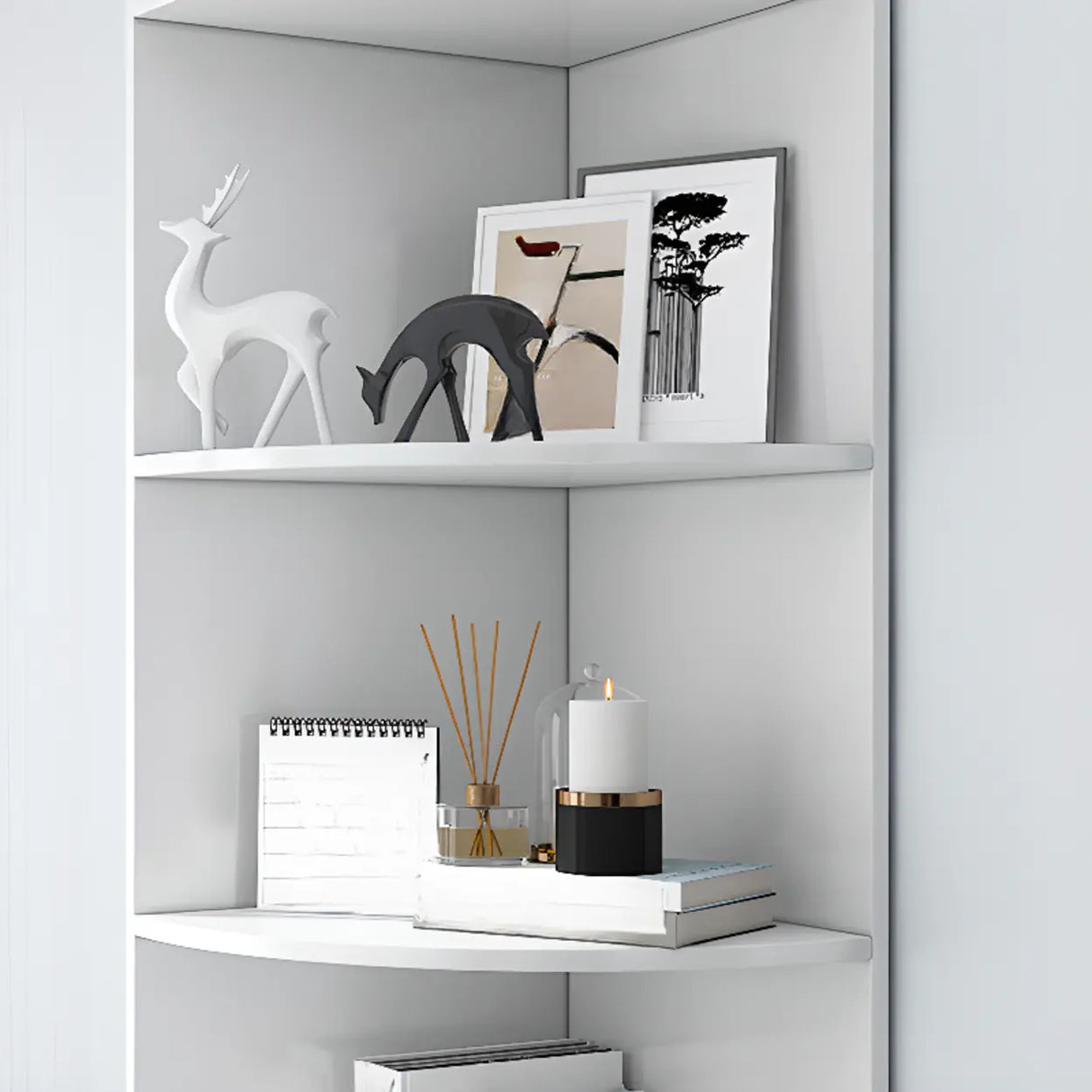 Fashion Closed Back Corner Wooden Display Bookcases Image - 4