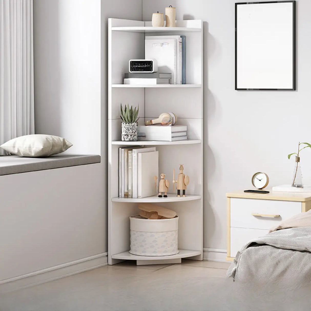 Fashion Closed Back Corner Wooden Display Bookcases Image - 6