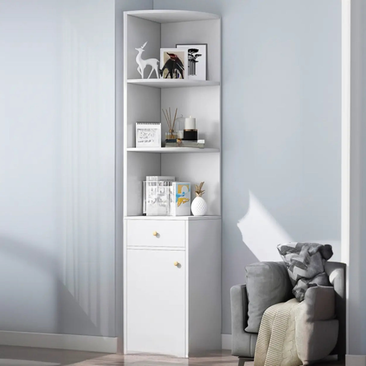 Fashion Closed Back Corner Wooden Display Bookcases Image - 7