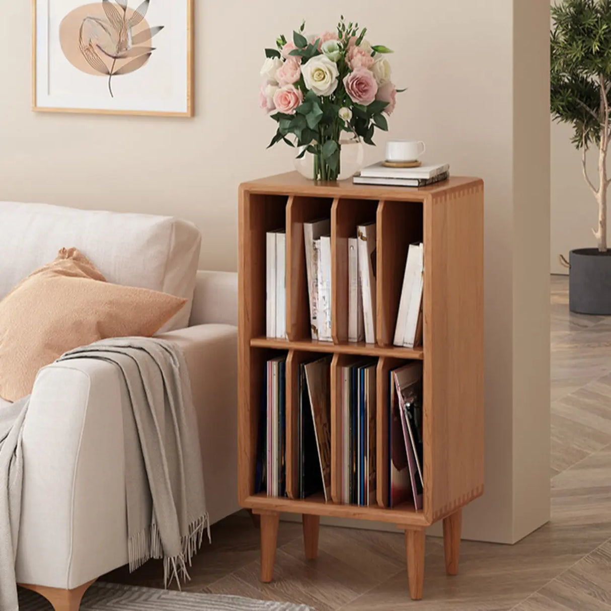 Fashion Pine Wood Vertical Small Storage Bookcases Image - 1