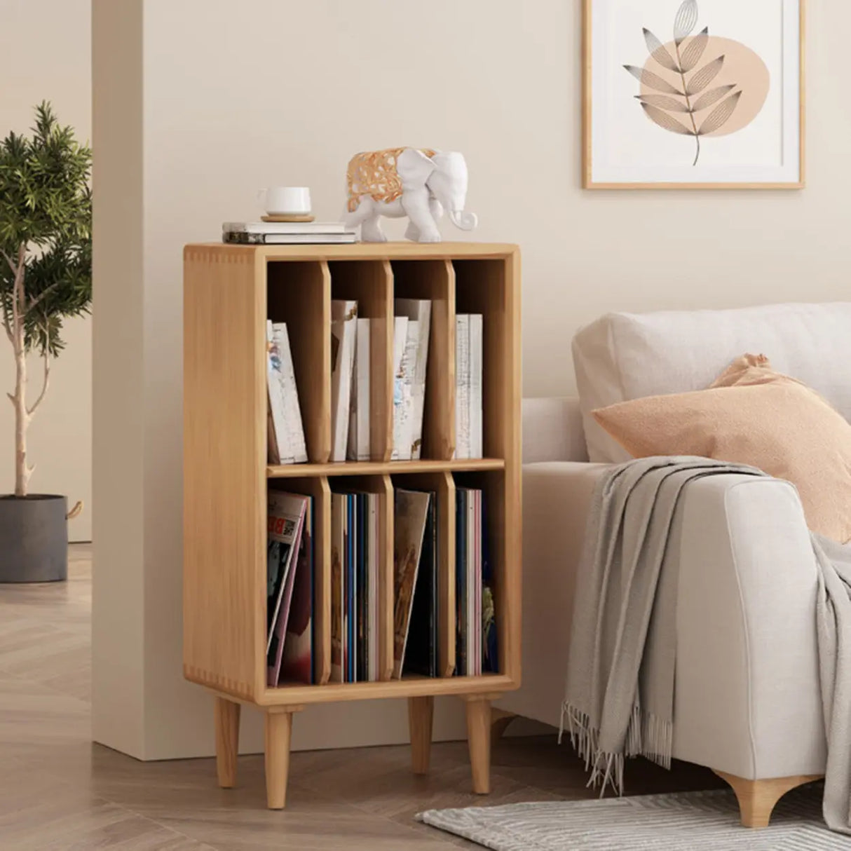 Fashion Pine Wood Vertical Small Storage Bookcases Image - 5