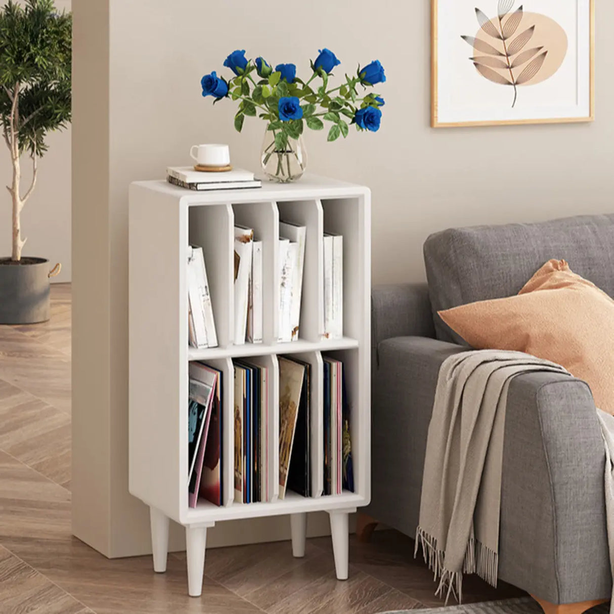 Fashion Pine Wood Vertical Small Storage Bookcases Image - 7