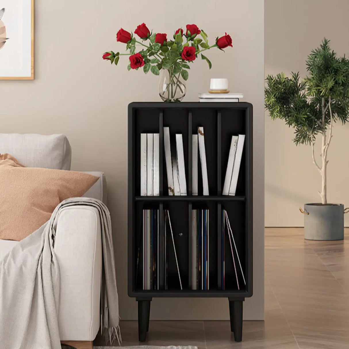 Fashion Pine Wood Vertical Small Storage Bookcases Image - 8