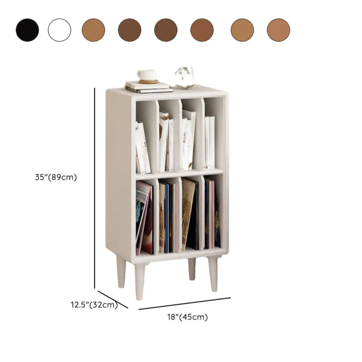 Fashion Pine Wood Vertical Small Storage Bookcases