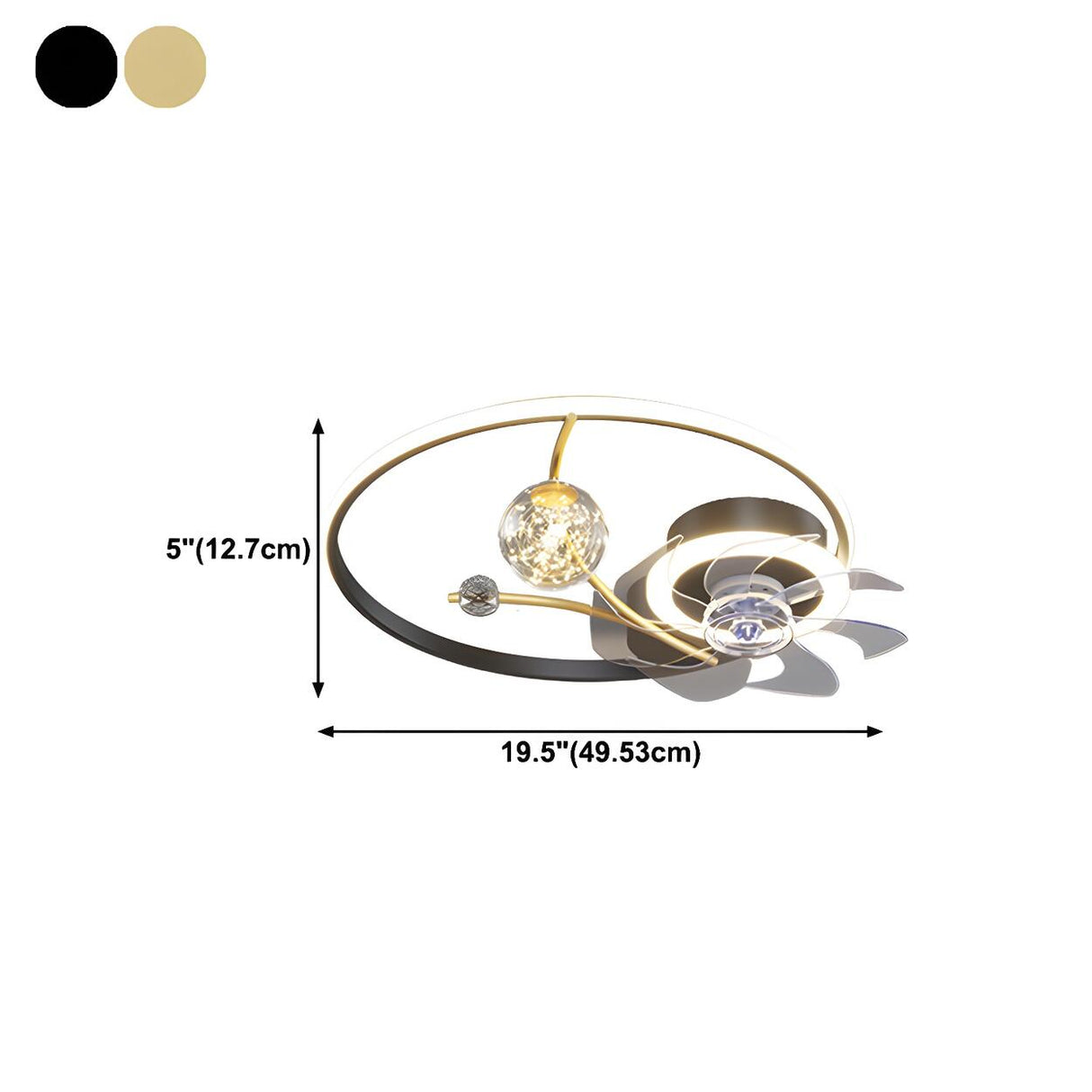 Fashion Spherical Metal Ring Ceiling Fan with LED Light