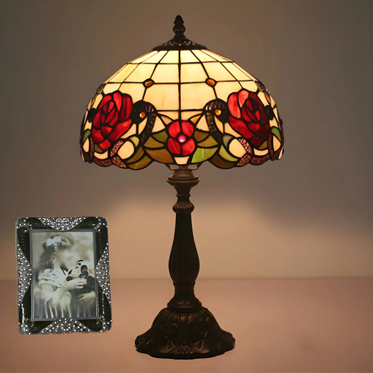 Fashion Tiffany Glass Shade Dragonfly Decor Table Lamp Image - 11