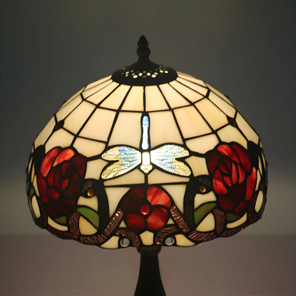 Fashion Tiffany Glass Shade Dragonfly Decor Table Lamp Image - 7