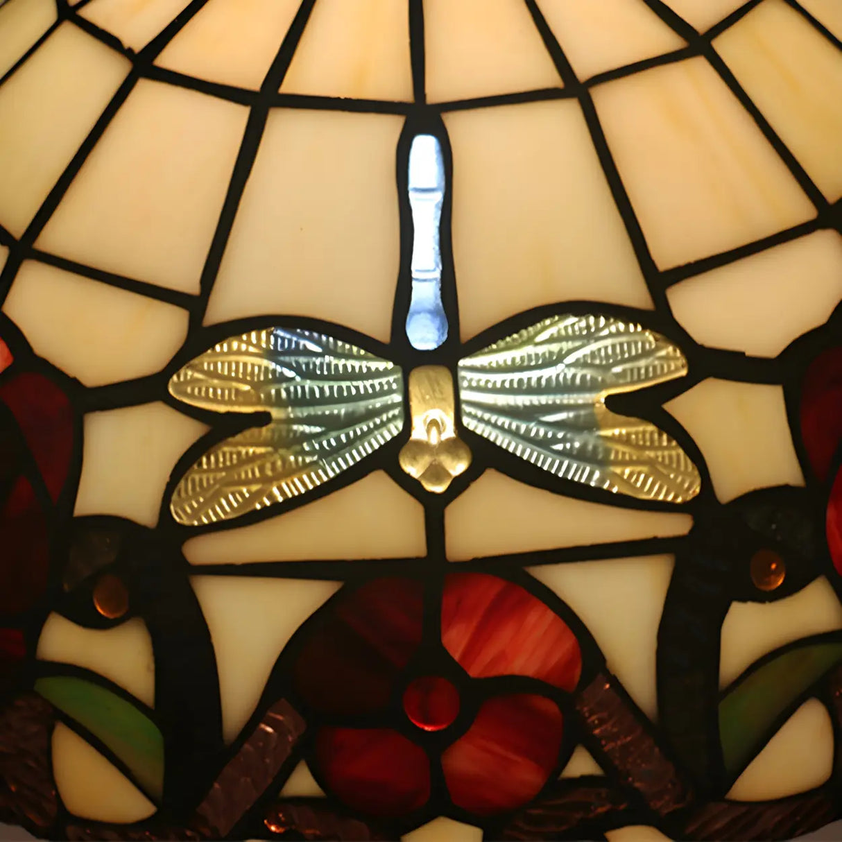 Fashion Tiffany Glass Shade Dragonfly Decor Table Lamp Image - 9