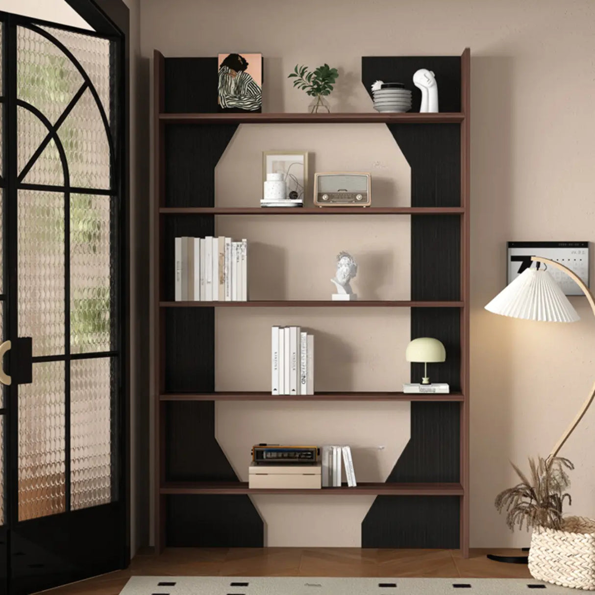 Fashion Vertical Rectangular Wooden Bookshelf Black Image - 11