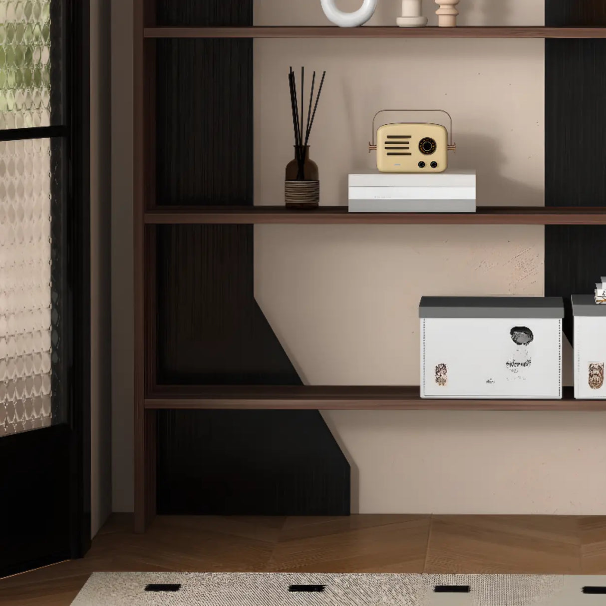 Fashion Vertical Rectangular Wooden Bookshelf Black Image - 12