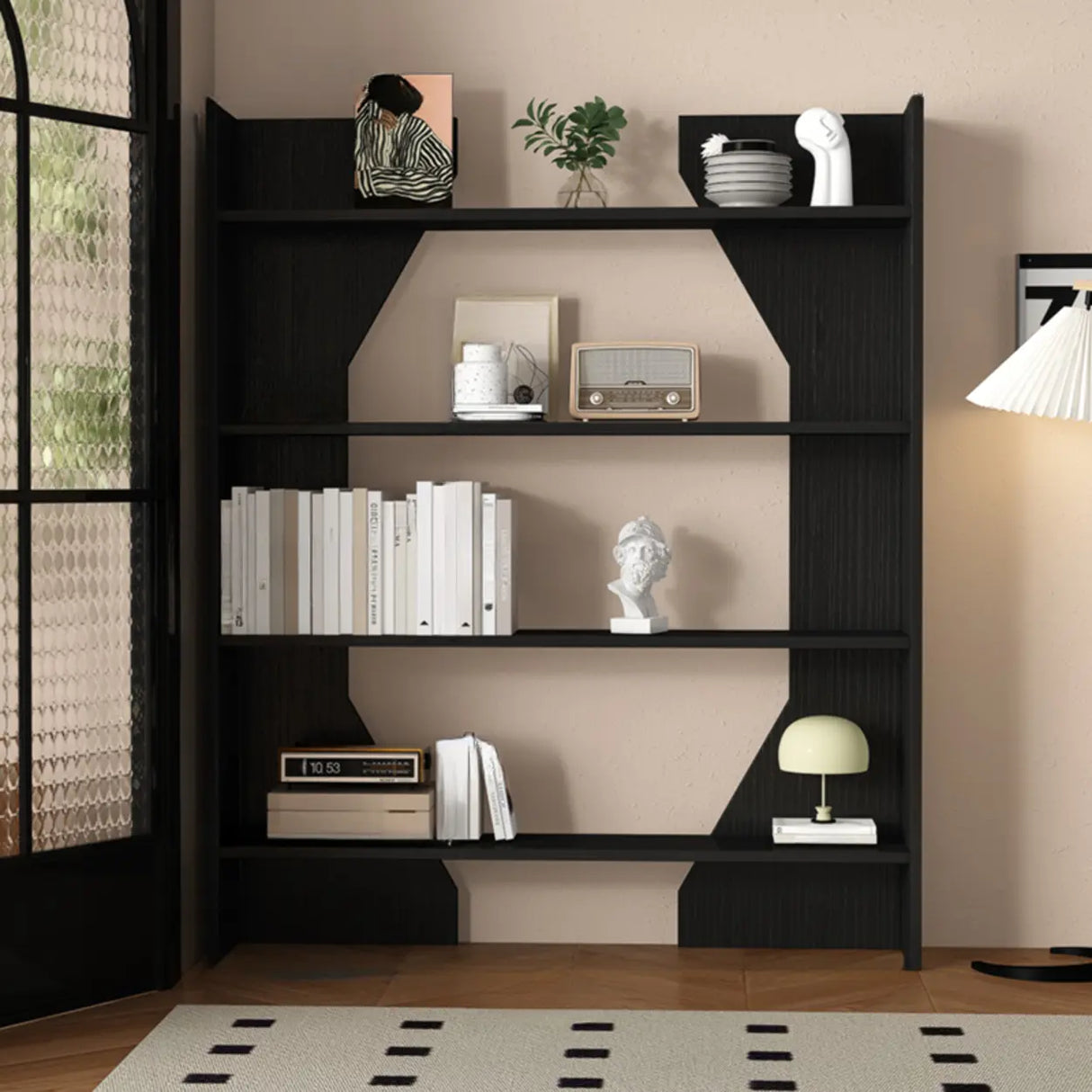 Fashion Vertical Rectangular Wooden Bookshelf Black Image - 17