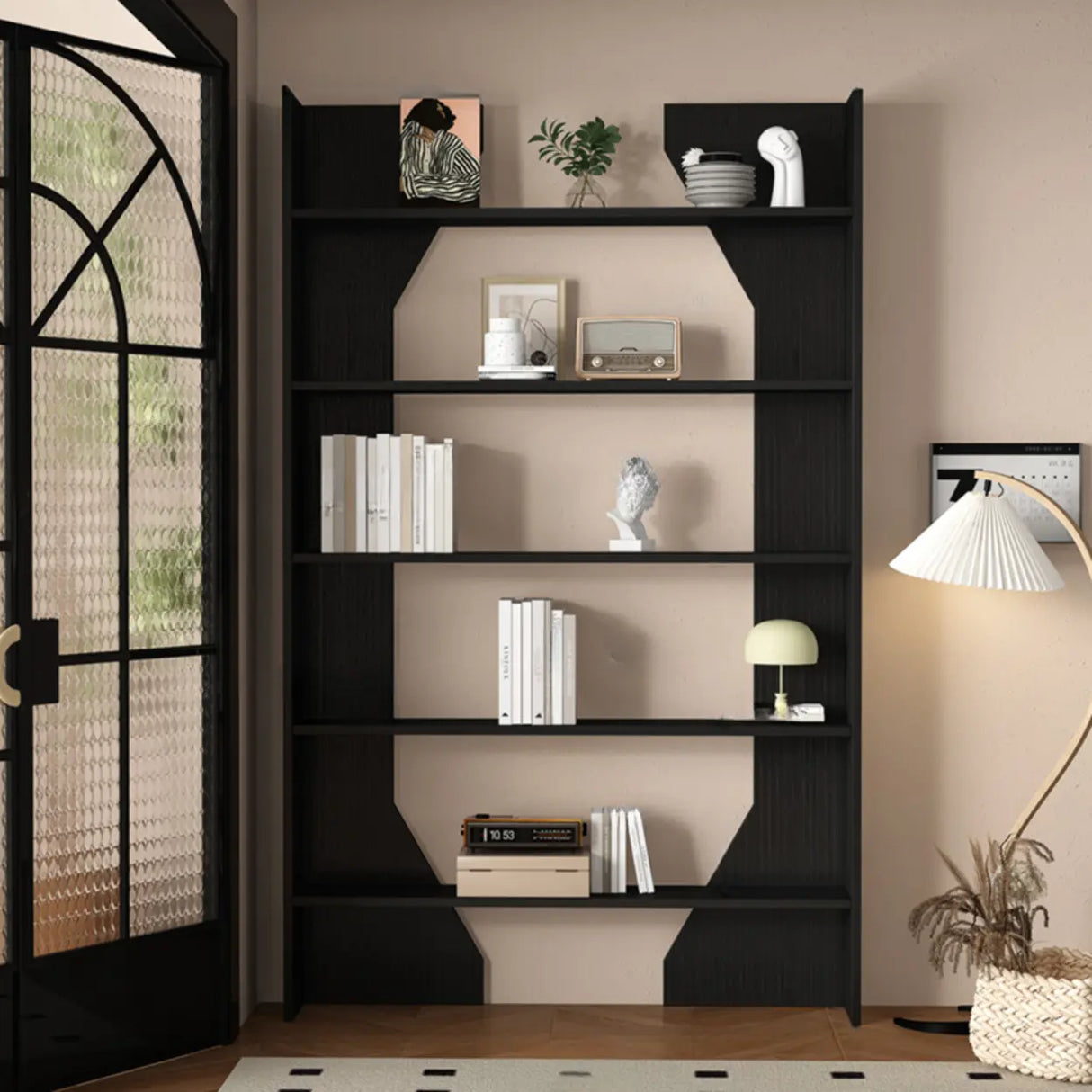 Fashion Vertical Rectangular Wooden Bookshelf Black Image - 21