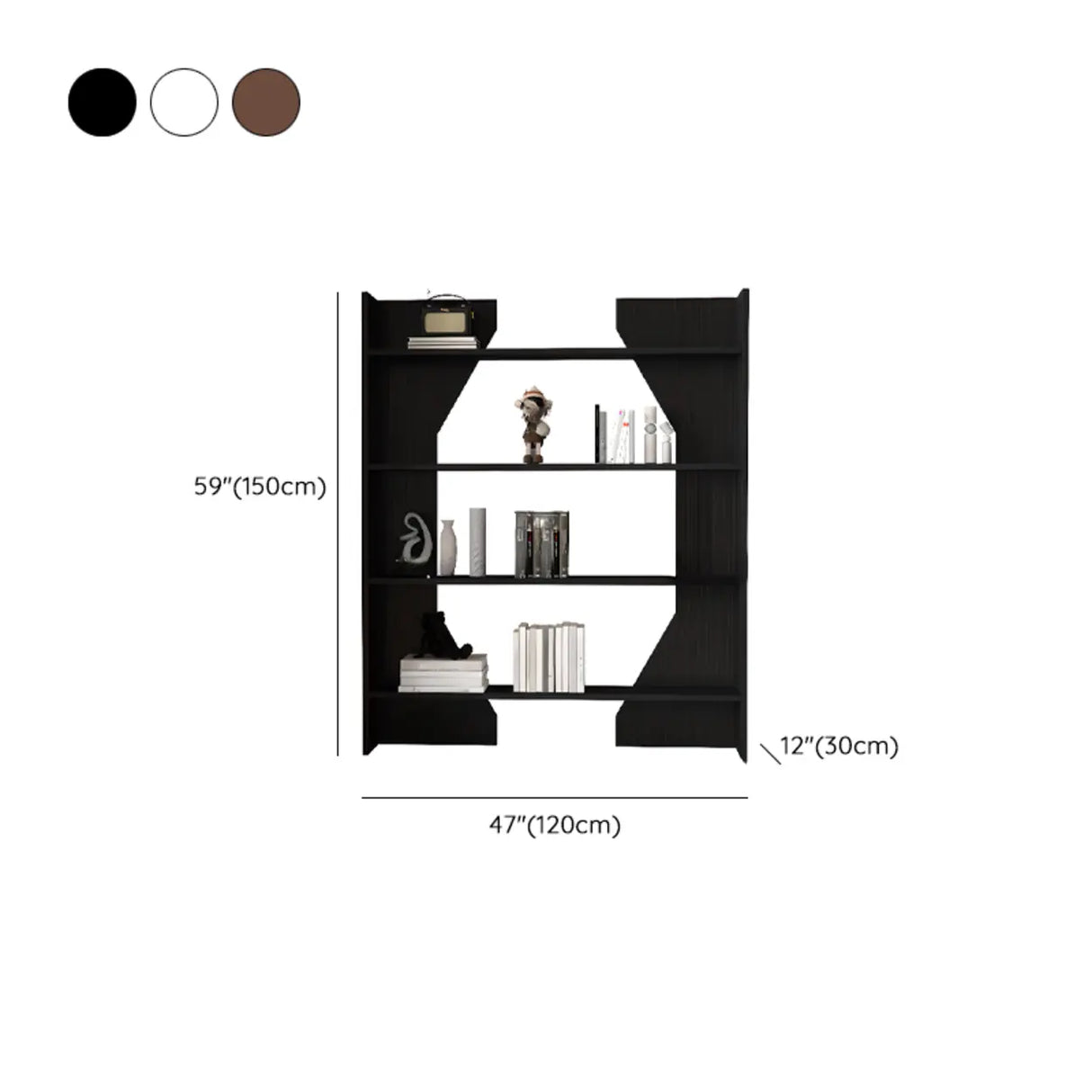 Fashion Vertical Rectangular Wooden Bookshelf Black Image - 25