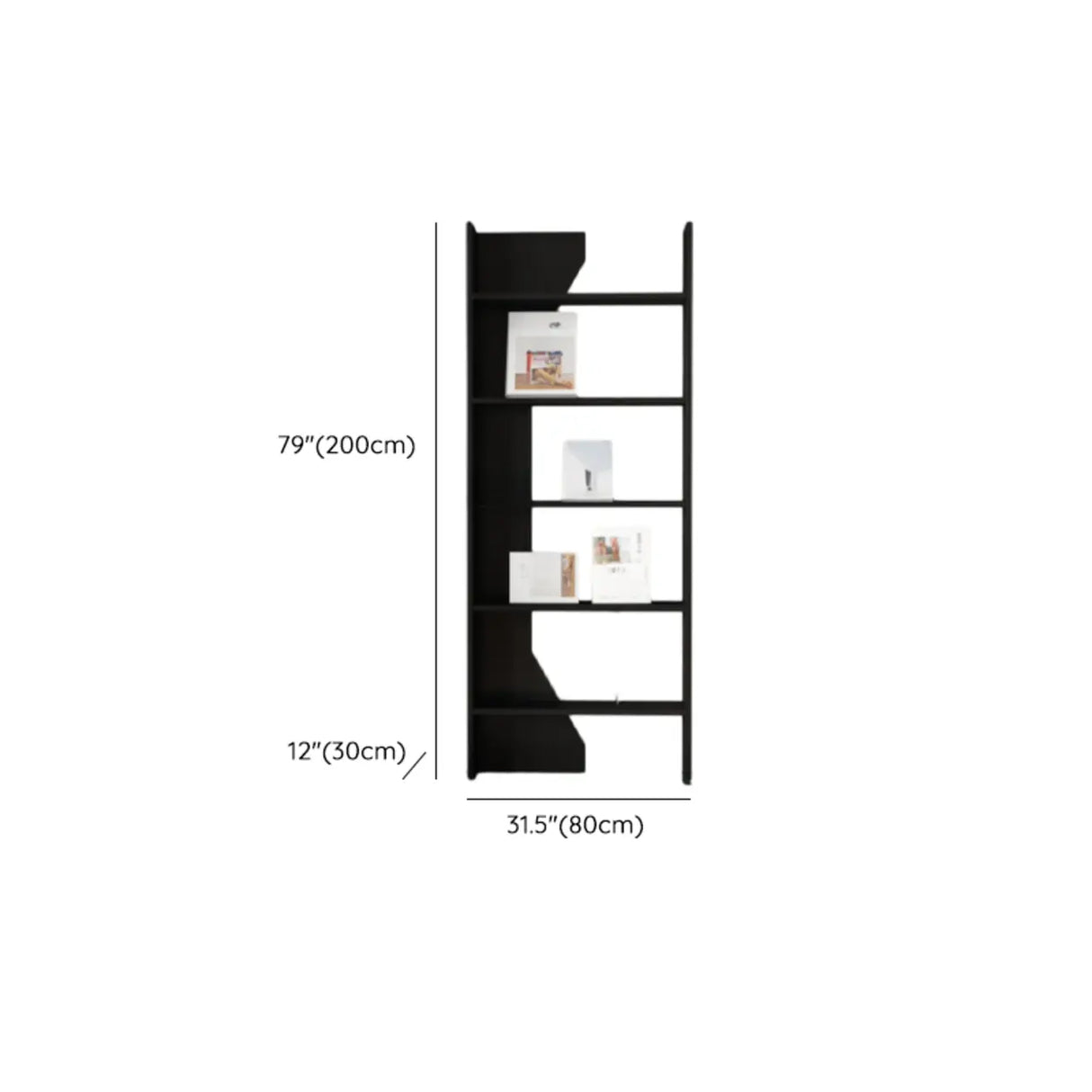 Fashion Vertical Rectangular Wooden Bookshelf Black Image - 28