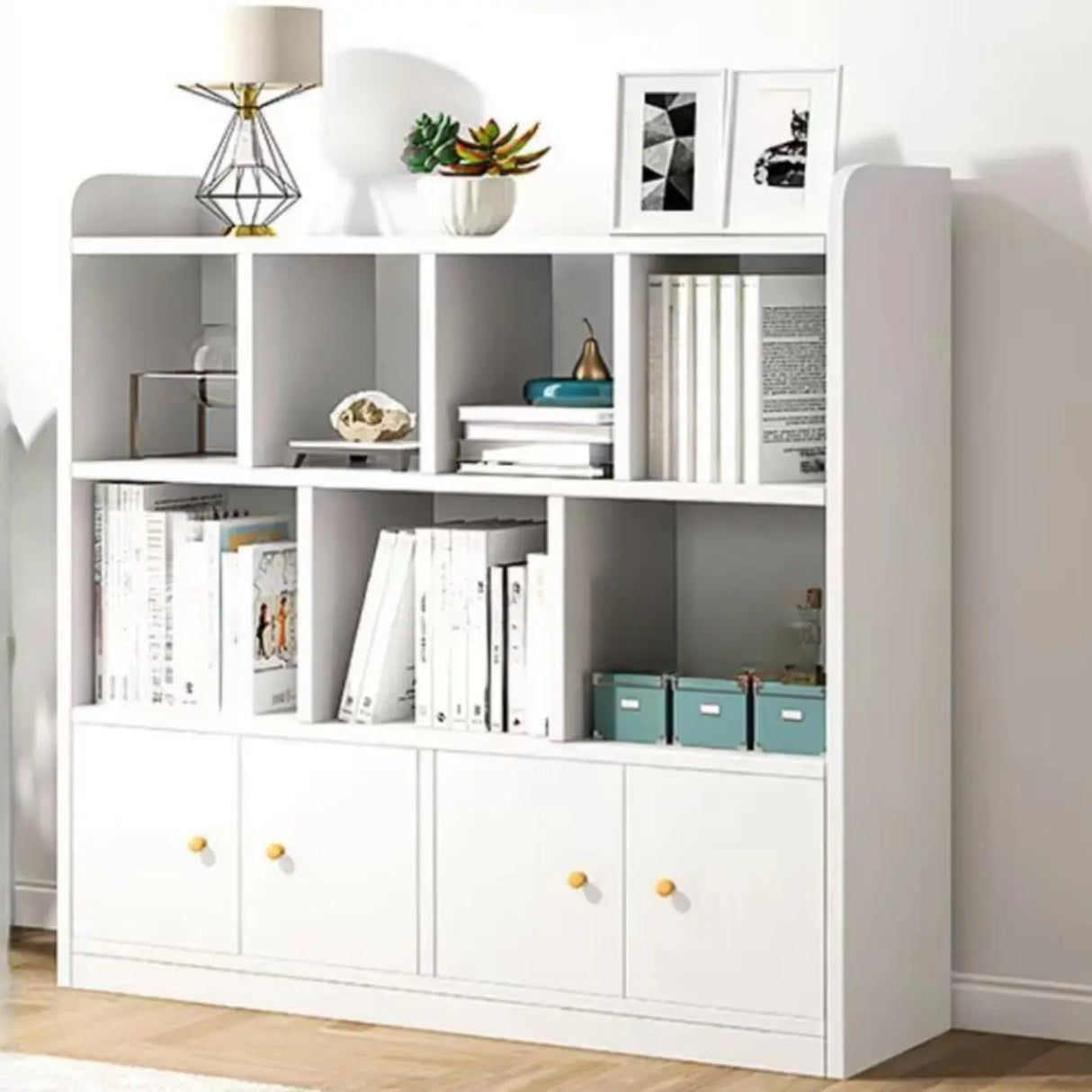 Fashion Wood White Organizer Cabinets Bookcase Image - 1