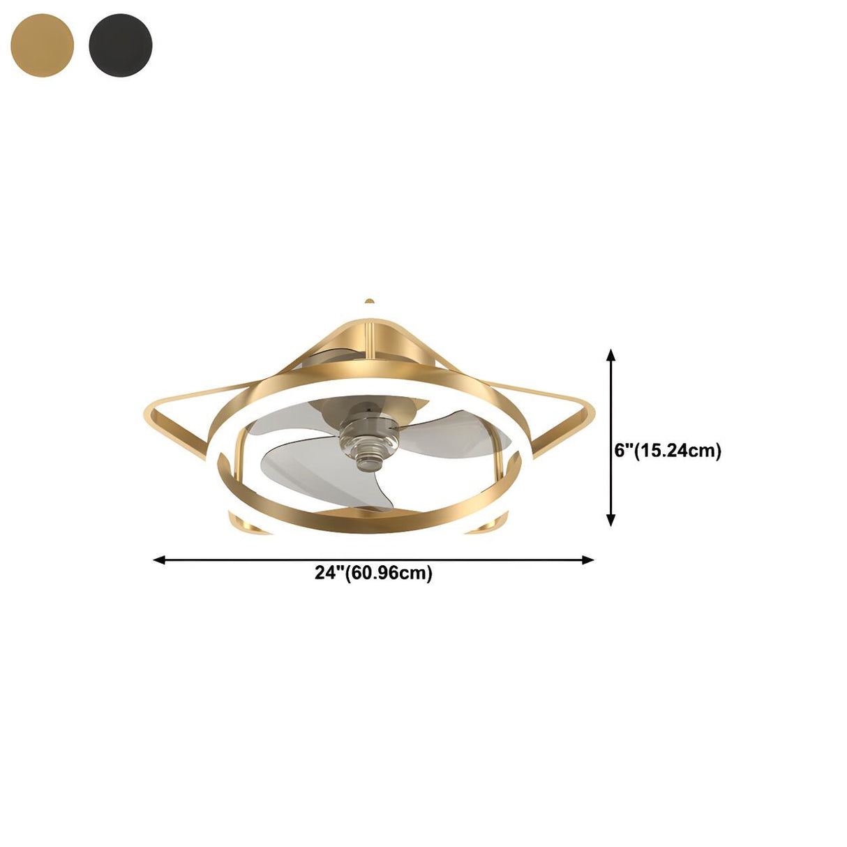 Fashionable 3-Blade Star Metal Ceiling Fan with Light