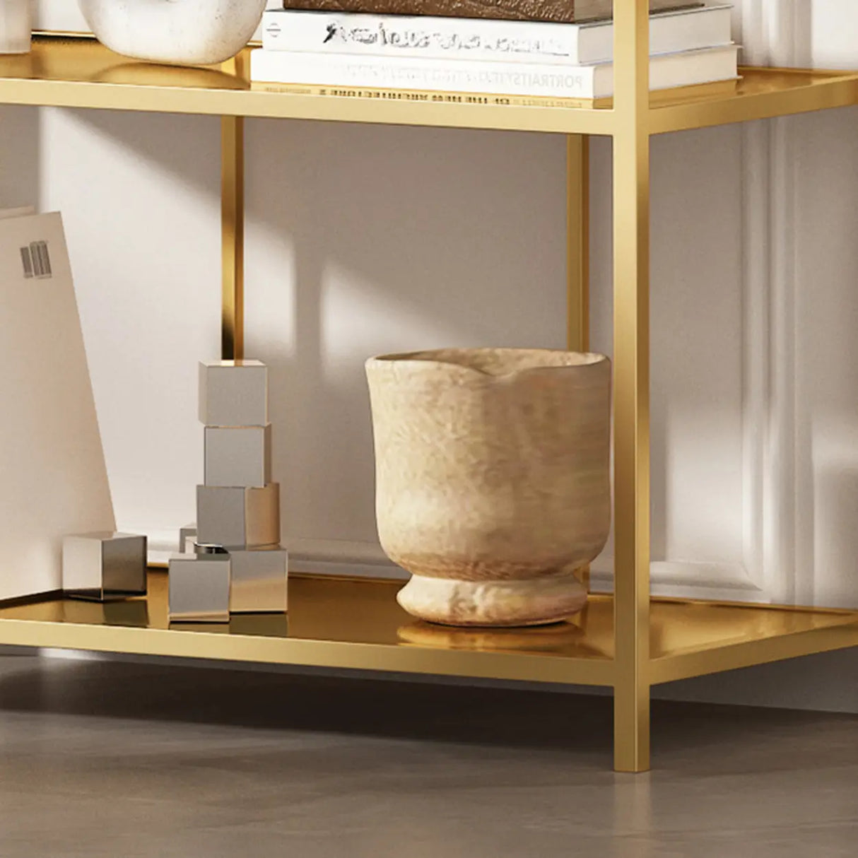 Fashionable Arched Iron Open Etagere Display Bookcase Image - 11