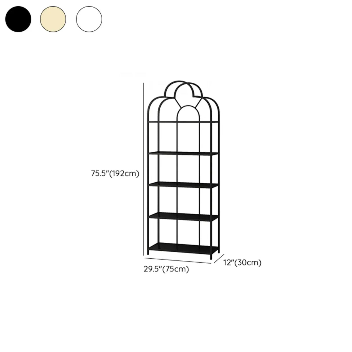 Fashionable Arched Iron Open Etagere Display Bookcase Image - 13