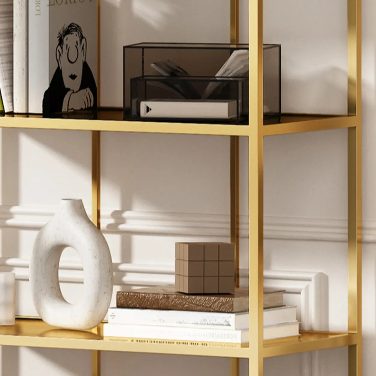 Fashionable Arched Iron Open Etagere Display Bookcase Image - 9