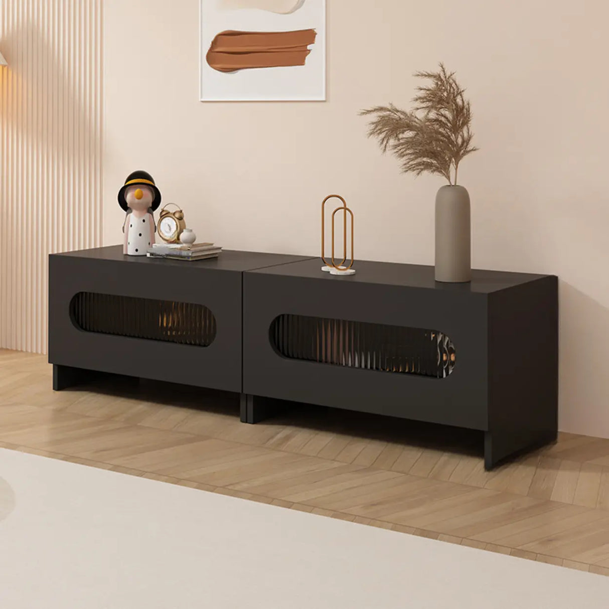 Fashionable Rectangle Black Wooden Cabinet TV Stand Image - 11