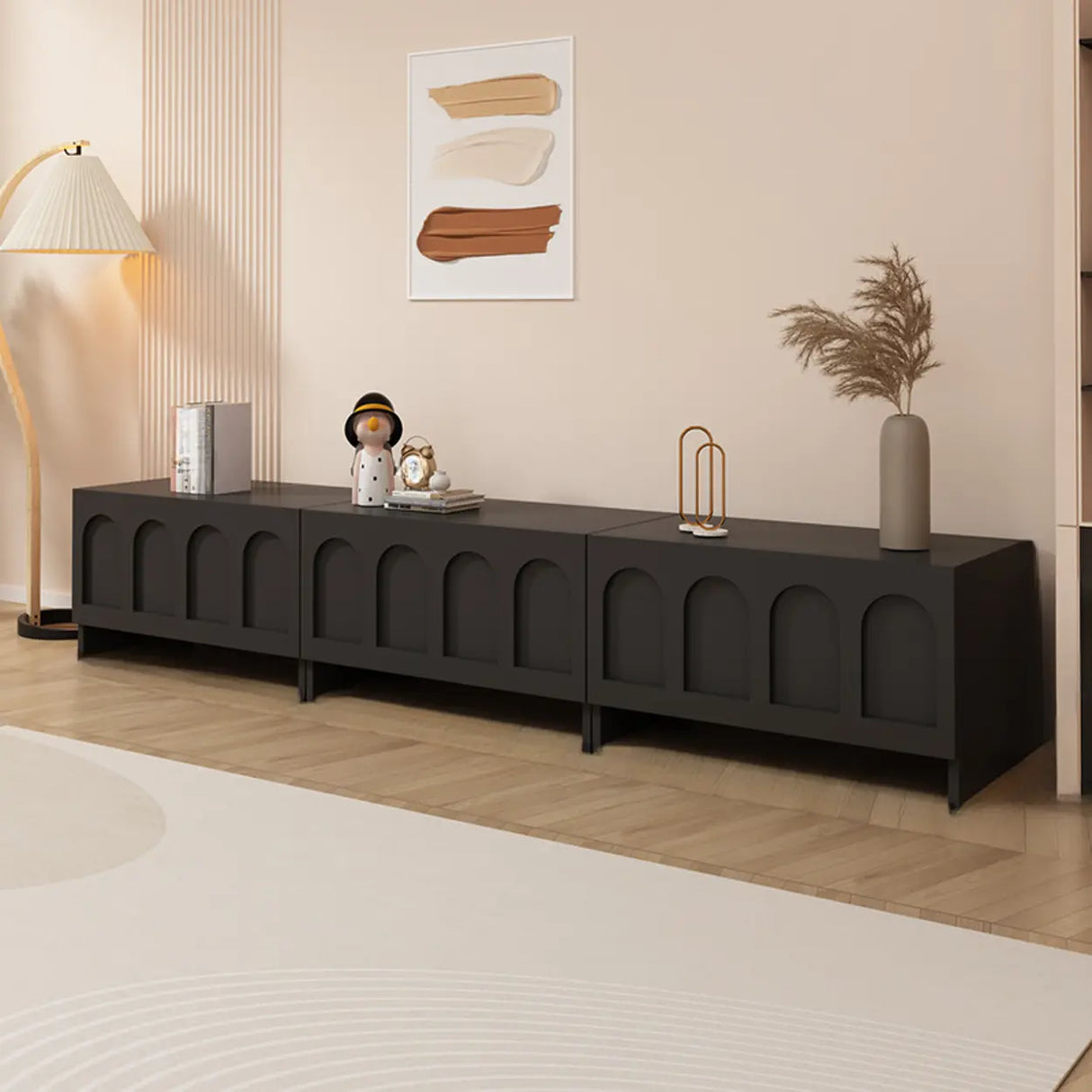 Fashionable Rectangle Black Wooden Cabinet TV Stand Image - 13