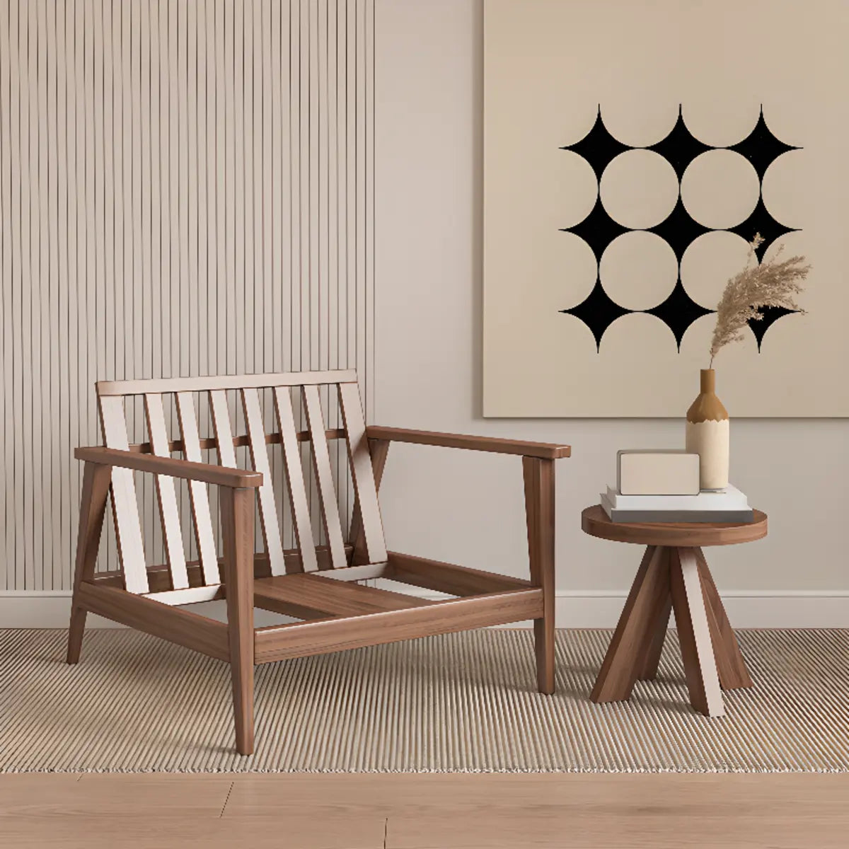 Faux Cotton Linen Square Arm Tufted Back Lounge Chair Image - 5