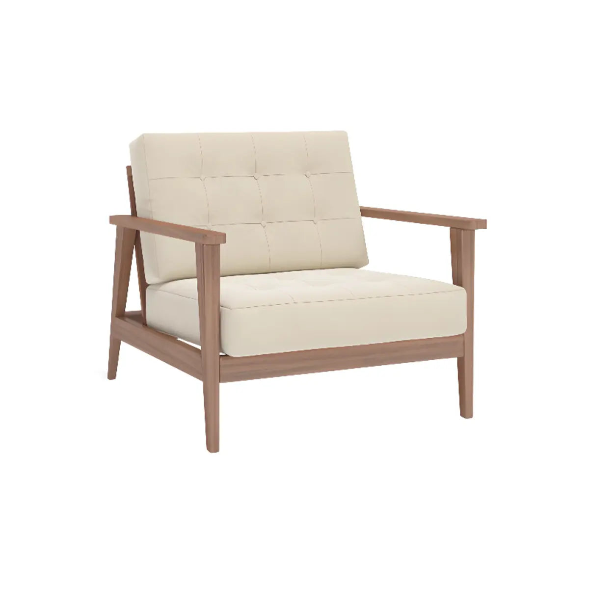 Faux Cotton Linen Square Arm Tufted Back Lounge Chair Image - 8