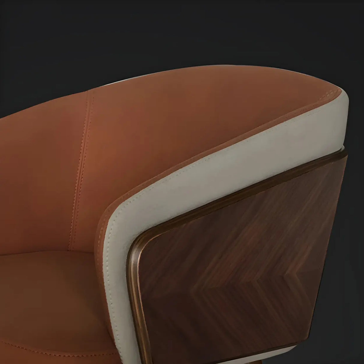 Faux Leather Cotton Dining Arm Chair with Wood Leg Image - 14