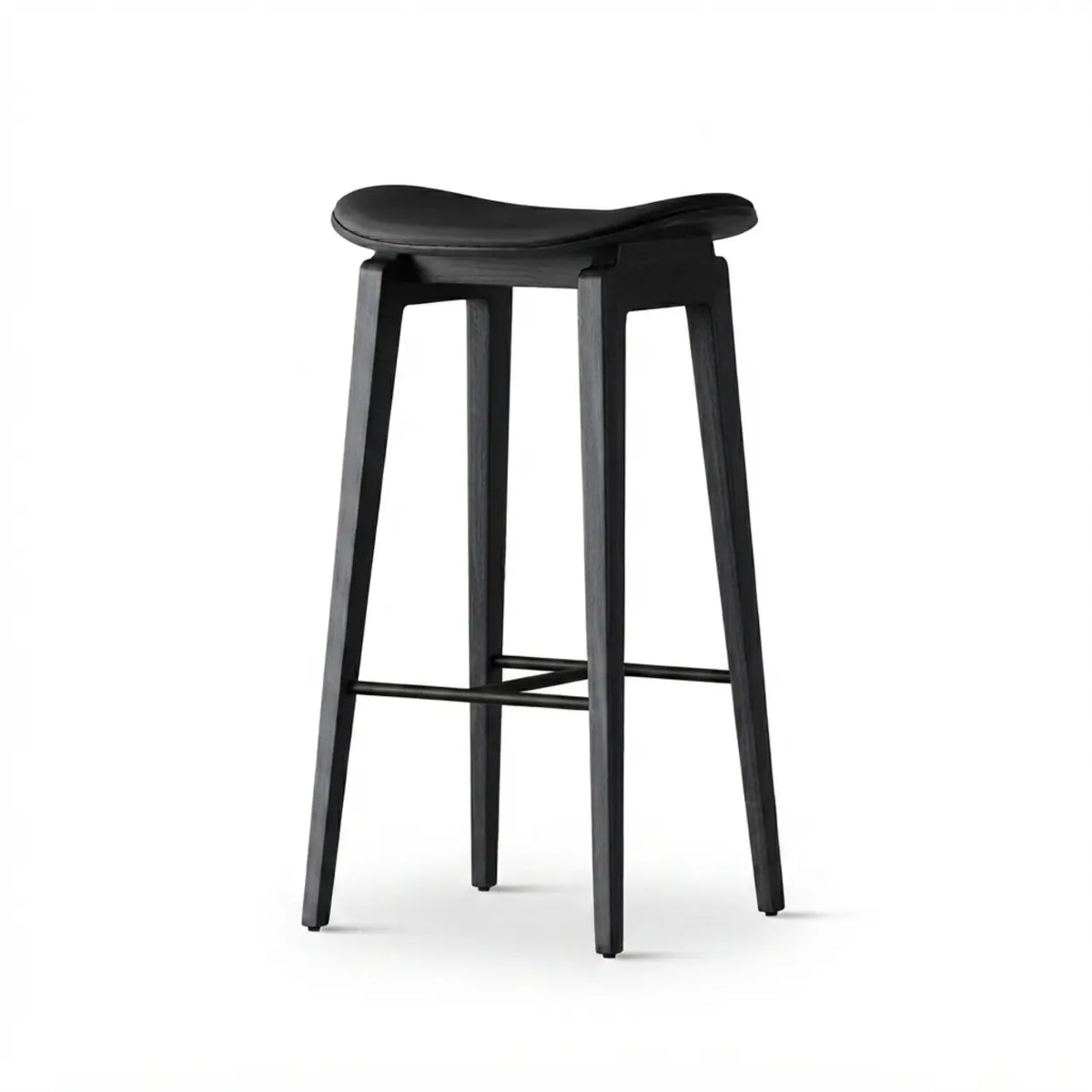 Faux Leather Counter Stool with Footrest and Wood Frame Image - 11