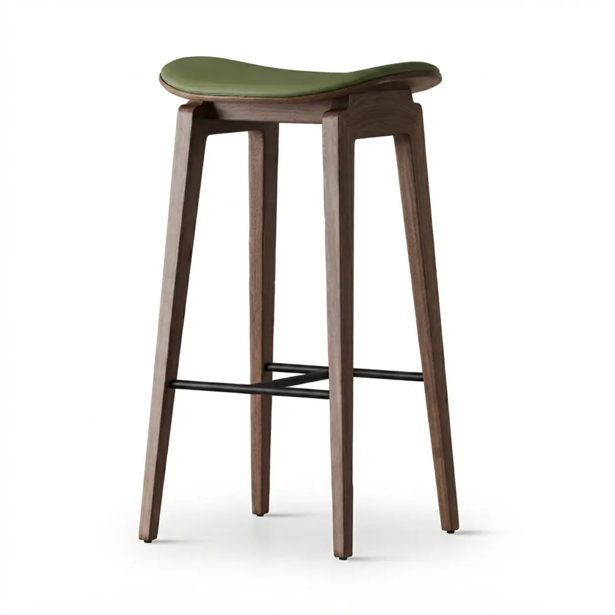 Faux Leather Counter Stool with Footrest and Wood Frame Image - 14
