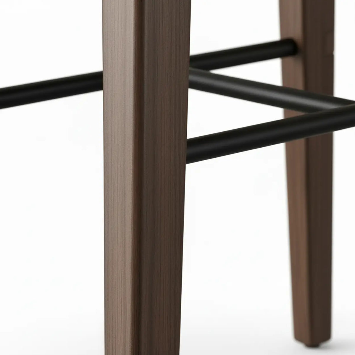 Faux Leather Counter Stool with Footrest and Wood Frame Image - 9
